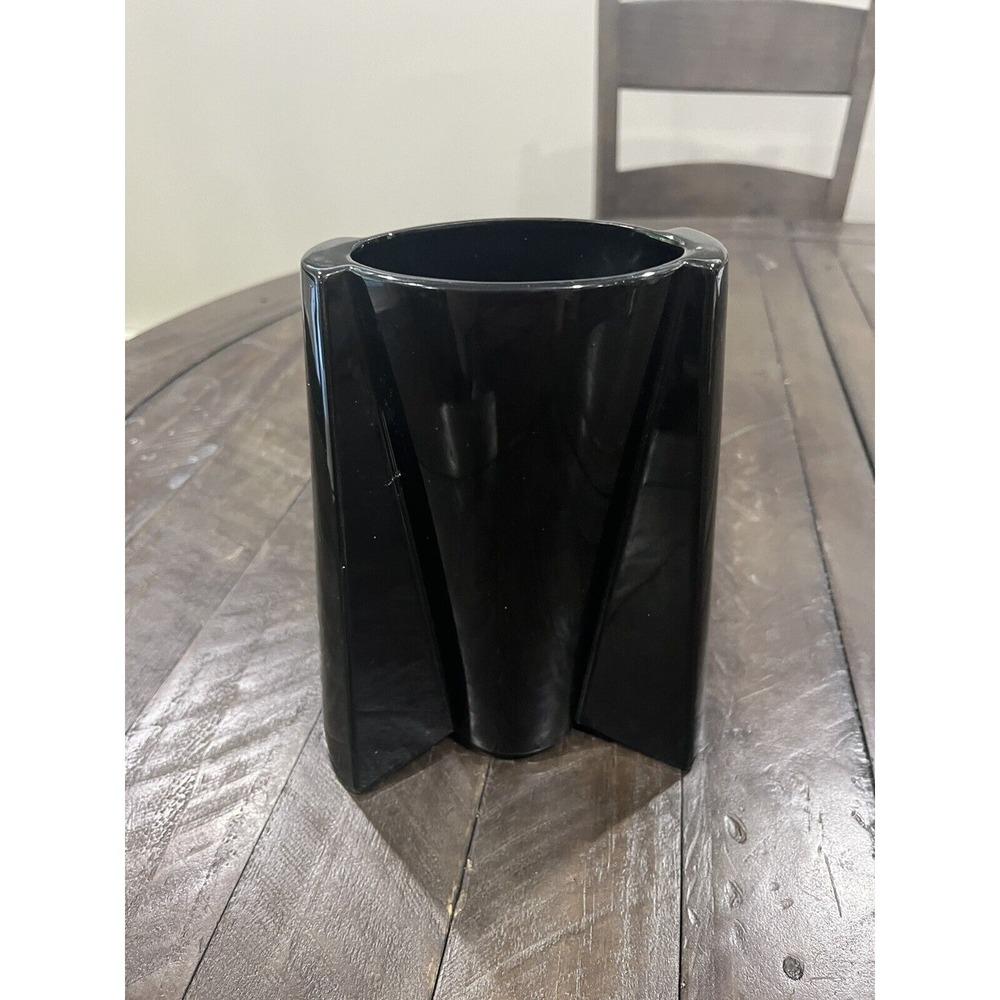 Vintage Fitz & Floyd Black Art Deco Style‎ Vase 1978 Sharp & Rounded Lines Retro